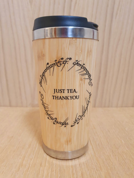Laser Engraved Bamboo Travel Mug: Stainless Steel, Movie Inspired