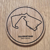 Laser Cut Silverstone Oak Coaster: F1 Racing Gift