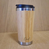 Laser Engraved Bamboo Travel Mug: Personalized Stainless Steel Mug
