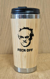 Lasercut Travel Mug - S-Steel with 100% Bamboo exterior - father ted feck - Unique Gift