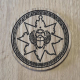 Laser cut wooden coaster. the mummy scarab - Unique Gift lasercut