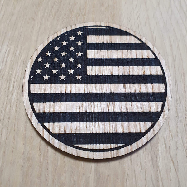 Laser cut wooden coaster personalised. America flag