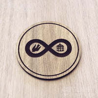 Laser cut wooden coaster personalised. Infinite Bird Cage