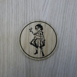 Laser cut wooden coaster personalised. Little Sister