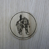 Laser cut wooden coaster personalised. Big Daddy