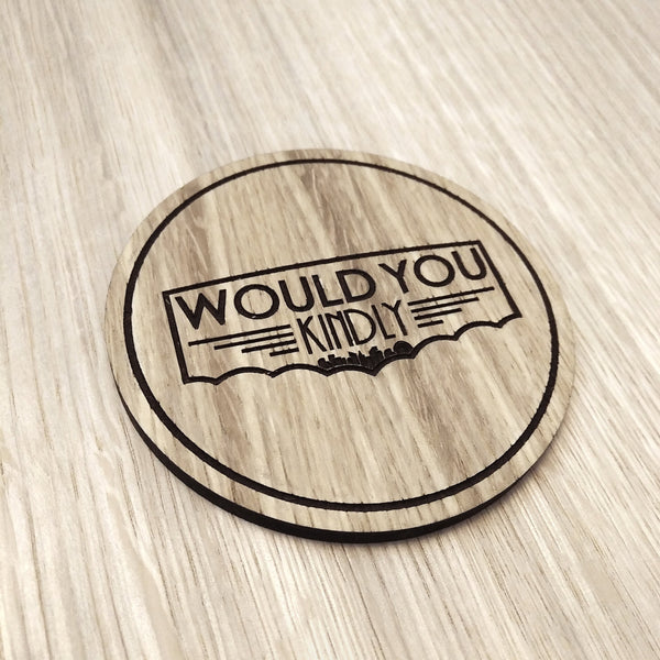 Laser cut wooden coaster personalised. Would you kindly