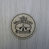 Laser cut wooden coaster personalised. 3 Broomsticks