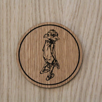 Laser cut wooden coaster personalised. Elf helper