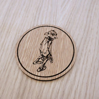 Laser cut wooden coaster personalised. Elf helper