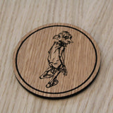 Laser cut wooden coaster personalised. Elf helper