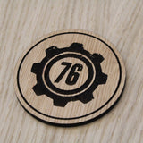 Laser cut wooden coaster personalised. vault 76