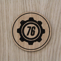 Laser cut wooden coaster personalised. vault 76