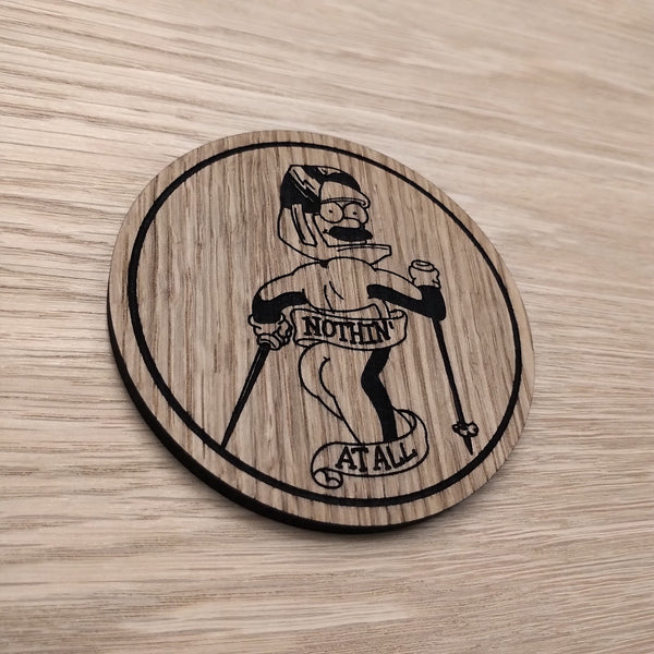 Laser cut wooden coaster personalised. Flanders nothing at all quote cartoon