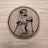 Laser cut wooden coaster personalised. Flanders nothing at all quote cartoon