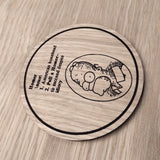Laser cut wooden coaster personalised. homer definition