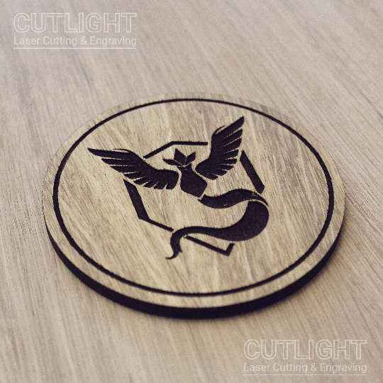Laser cut wooden coaster personalised. Trainer Valor