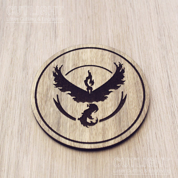 Laser cut wooden coaster personalised. Trainer Mystic
