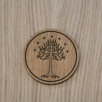 Laser cut wooden coaster personalised. LOTR white tree of Gondor