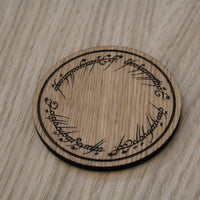 Laser cut wooden coaster personalised. LOTR one coaster to rule them all