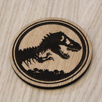 Laser cut wooden coaster personalised. T-rex