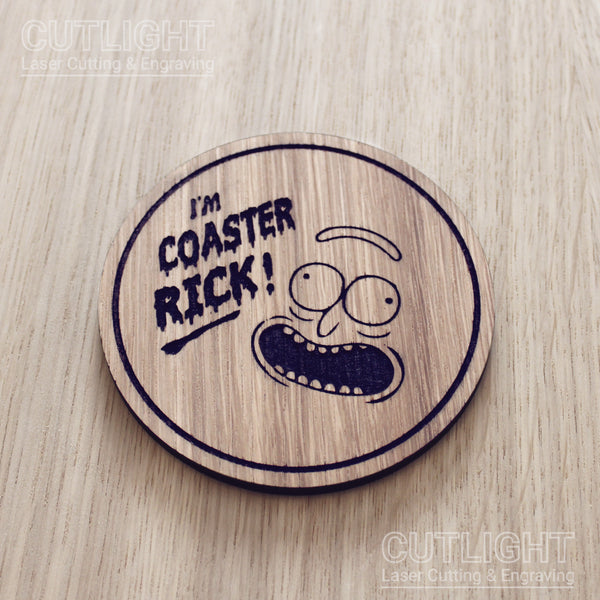 Laser cut wooden coaster personalised. Coaster Rick
