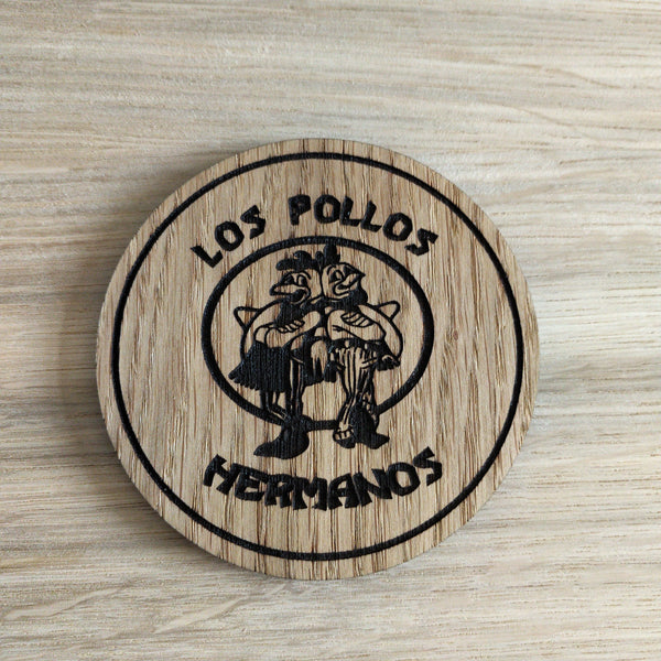 Laser cut wooden coaster personalised. Los Pollos Hermanos