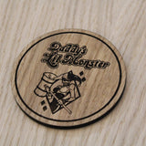 Laser cut wooden coaster personalised. little monster