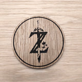 Laser cut wooden coaster personalised. Master Sword