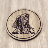 Laser cut wooden coaster personalised. Sephiroth Profile