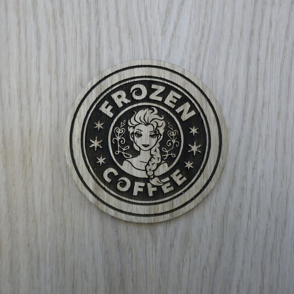 Laser cut wooden coaster personalised. Frozen Coffee