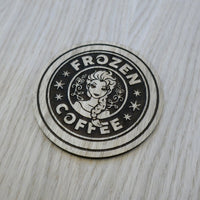 Laser cut wooden coaster personalised. Frozen Coffee