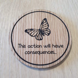 Laser cut wooden coaster personalised. Life is strange butterfly consequences