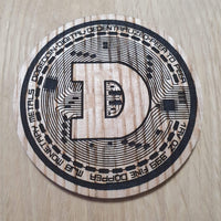 Laser cut wooden coaster personalised. Doge Coin Cryptocurrency