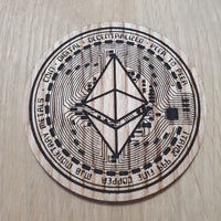 Laser cut wooden coaster personalised. ETH Ethereum Coin Cryptocurrency