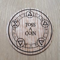 Laser cut wooden coaster personalised. Witcher Toss a coin