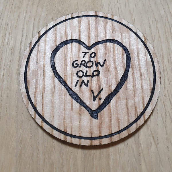 Laser cut wooden coaster personalised. To grow old quote