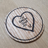 Laser cut wooden coaster personalised. To grow old quote