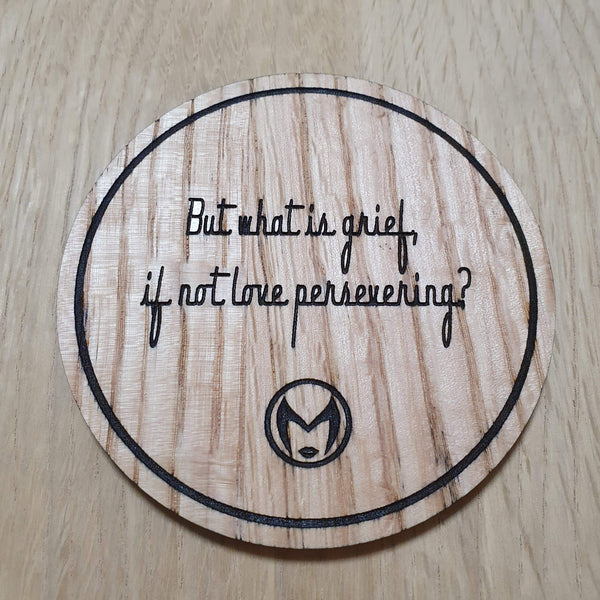 Laser cut wooden coaster personalised. Love Preserving Quote