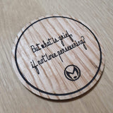 Laser cut wooden coaster personalised. Love Preserving Quote