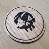 Laser cut wooden coaster personalised. Thieves skull