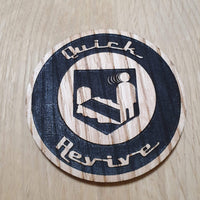 Laser cut wooden coaster personalised. duty call quick revive