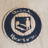 Laser cut wooden coaster personalised. duty call quick revive