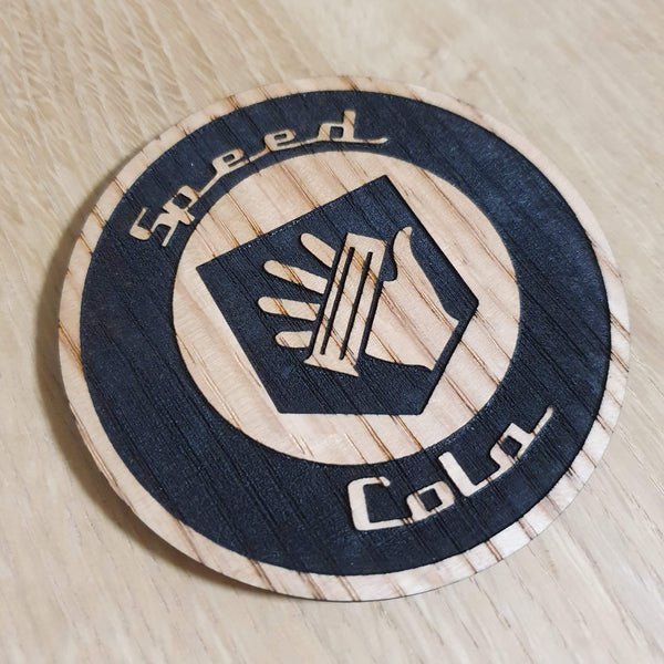 Laser cut wooden coaster personalised. duty call speed cola
