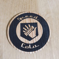 Laser cut wooden coaster personalised. duty call speed cola