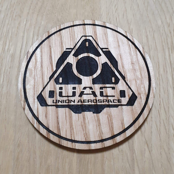 Laser cut wooden coaster personalised. Union Aerospace