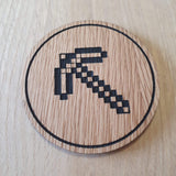 Laser cut wooden coaster personalised. Minecraft Diamond Pickaxe
