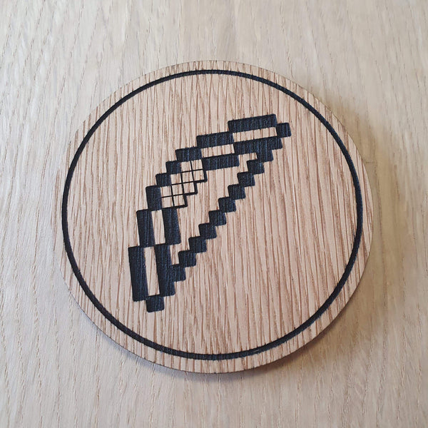 Laser cut wooden coaster personalised. Minecraft Diamond Bow
