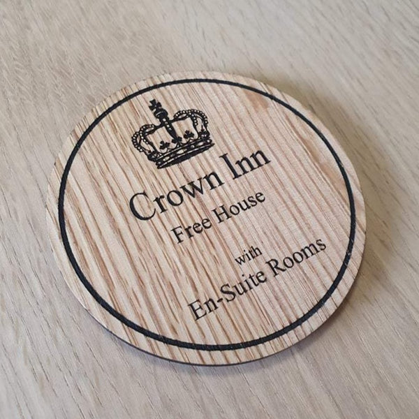 Laser cut wooden coaster personalised. Three Flavours Cornetto trilogy Crown Inn - Hot Fuzz