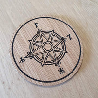 Laser cut wooden coaster personalised. Lord of the rings LOTR Compass