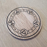 Laser cut wooden coaster personalised. Witcher Runes